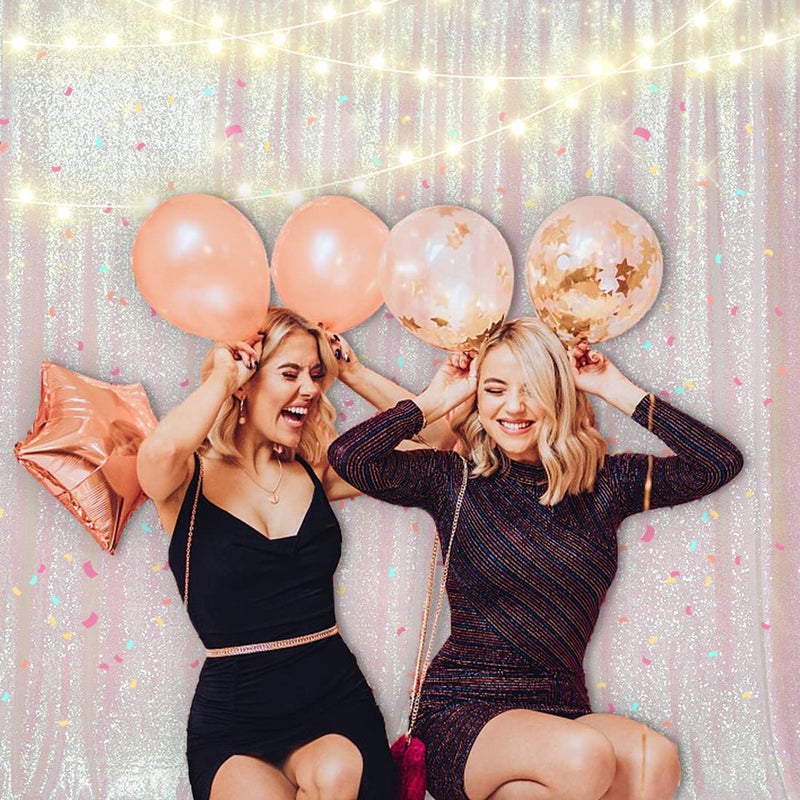 PartyDelight Iridescent White Sequin Backdrop 6x6ft - High Density 3mm Shimmer Sequin Background with 4-Inch Rod Pocket, Sparkly Photography Curtain for Birthday, TikTok & Live Decor - Image 5